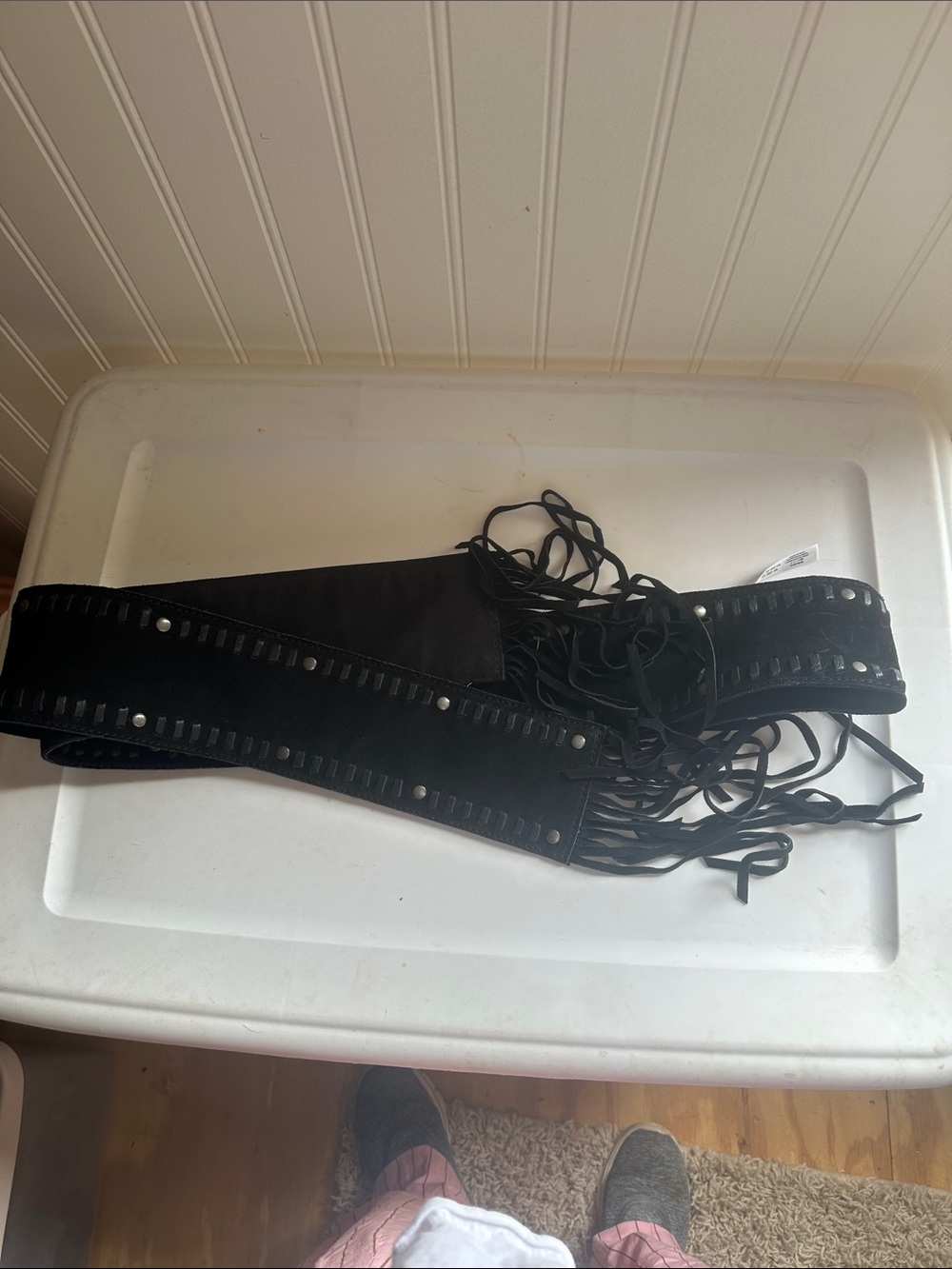 Free People Black Fringe Waist Belt